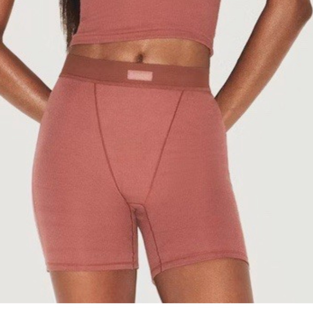 SKIMS NWT Cotton Ribbed Boxer - Redwood